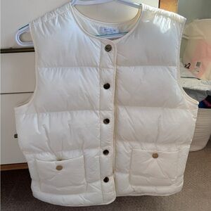 NWT Ann Taylor Weekend Lightweight Quilted Button-Front Puffer Vest in Cream